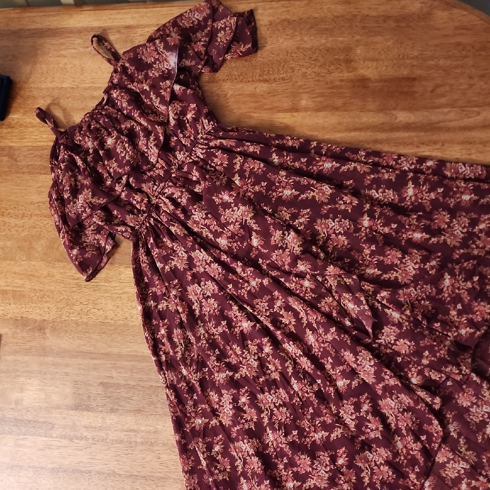 Joyfolie Burgundy Floral Kids Dress